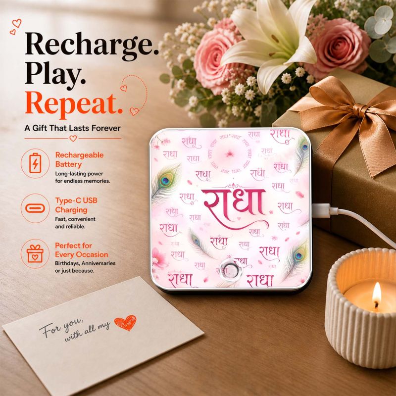 Religious & Spiritual Gift for Men & Women  Radha Mantra Musical Fridge Magnet Devotional Decor for Home, Mandir & Office Playable Music Blessing Gift Items